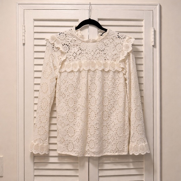 Zara 🤍 Eyelet Ruffle Blouse - Picture 2 of 5